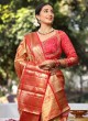 Golden And Red Kanchipuram Silk Saree